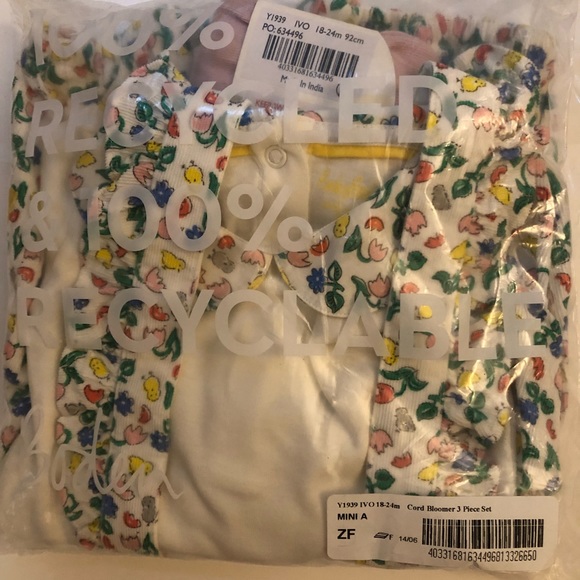 🍎 SOLD 🎃 NWOT Mini Boden Cord Bloomer 3 Piece Set - Picture 4 of 5